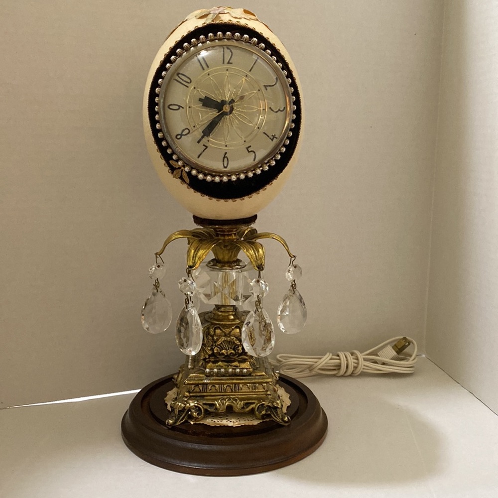 Vintage, Large Ostrich Egg Clock, Handmade
